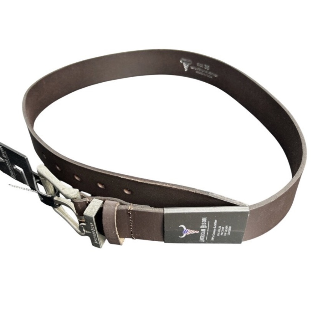 NEW American Bison Men/ Women Dark Brown Top Grain Leather Belt SZ 36 1.5" wide